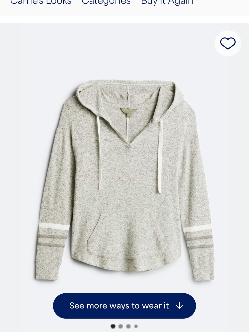 Market & Spruce Light Heather Gray Hooded Pullover with Striped Sleeves